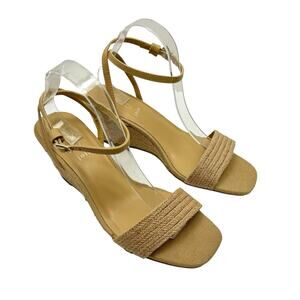 Joie | Lila Neutral Tan Jute Covered Vegan Strap OpenToe Espadrille Wedge Sandal